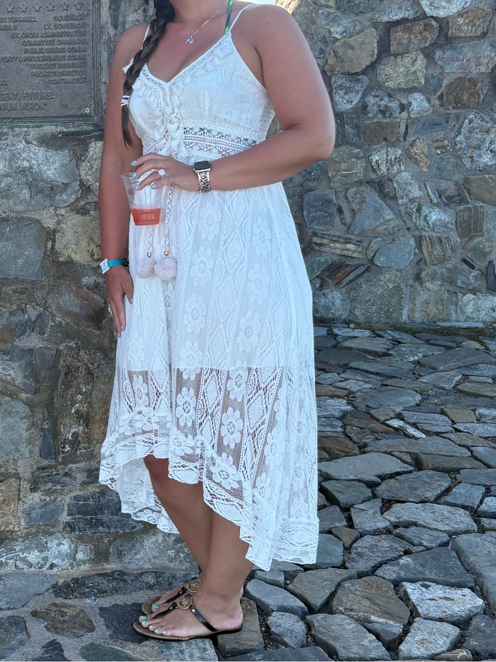 White lace Cupshe dress.